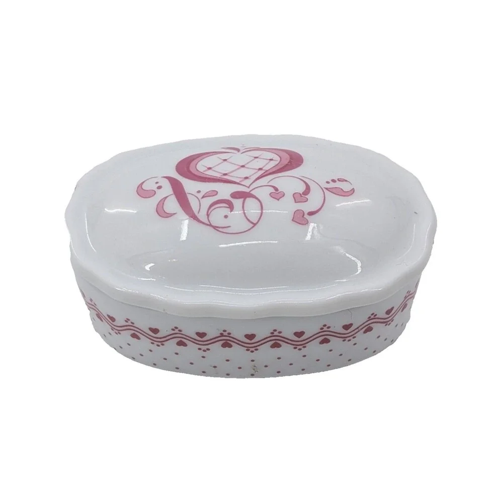 Ceramic Hearts 1989 Enesco True Love Bridal Wedding Jewelry Dish Trinket Box